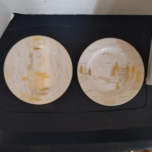 Kutani Hand Painted 8 Dessert Plates Bread Plate Gold Trim